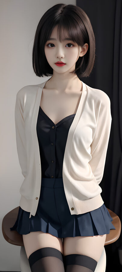 图片[15]-AI短发美女手机壁纸-尖叫文案