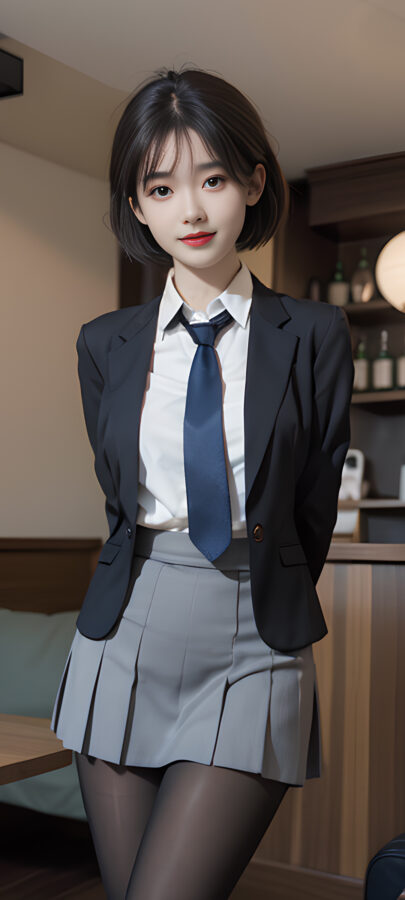 图片[7]-AI短发美女手机壁纸-尖叫文案