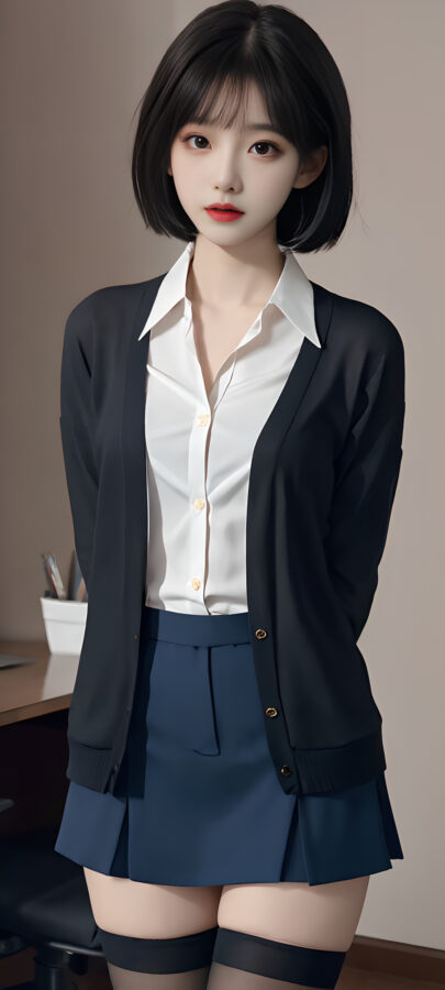 图片[9]-AI短发美女手机壁纸-尖叫文案