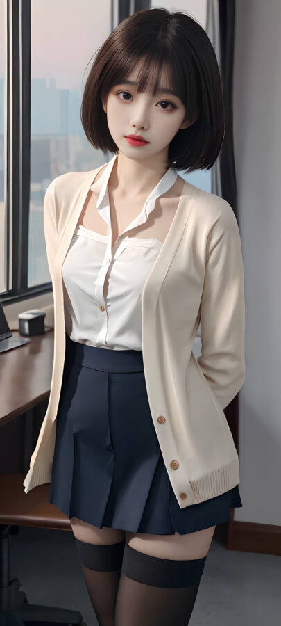 图片[16]-AI短发美女手机壁纸-尖叫文案