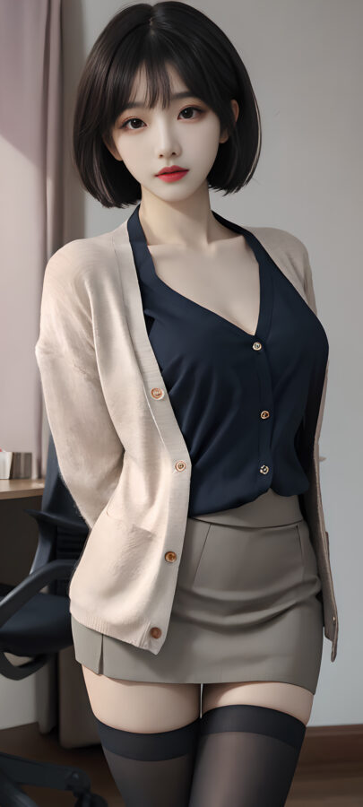 图片[17]-AI短发美女手机壁纸-尖叫文案