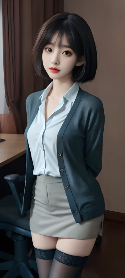 图片[11]-AI短发美女手机壁纸-尖叫文案