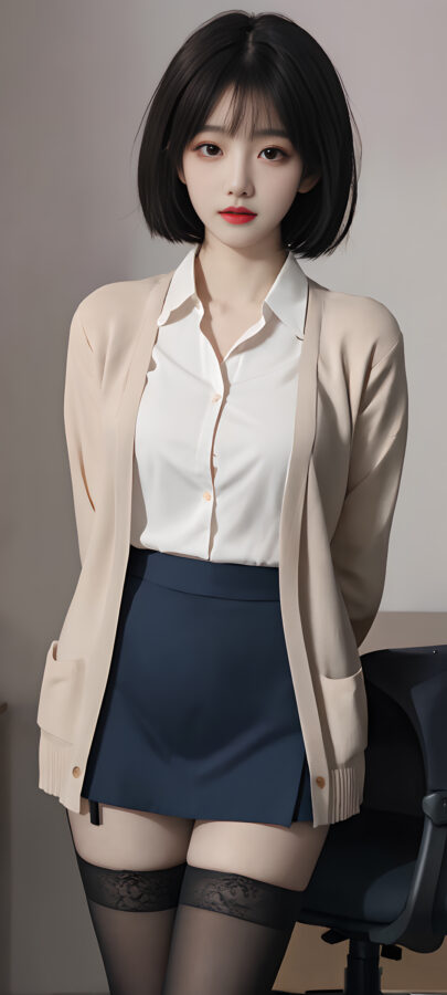 图片[14]-AI短发美女手机壁纸-尖叫文案