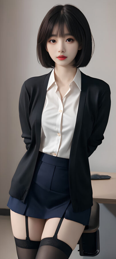 图片[8]-AI短发美女手机壁纸-尖叫文案