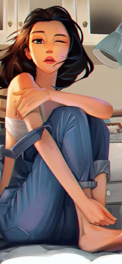 图片[12]-甜美少女插画手机壁纸-尖叫文案