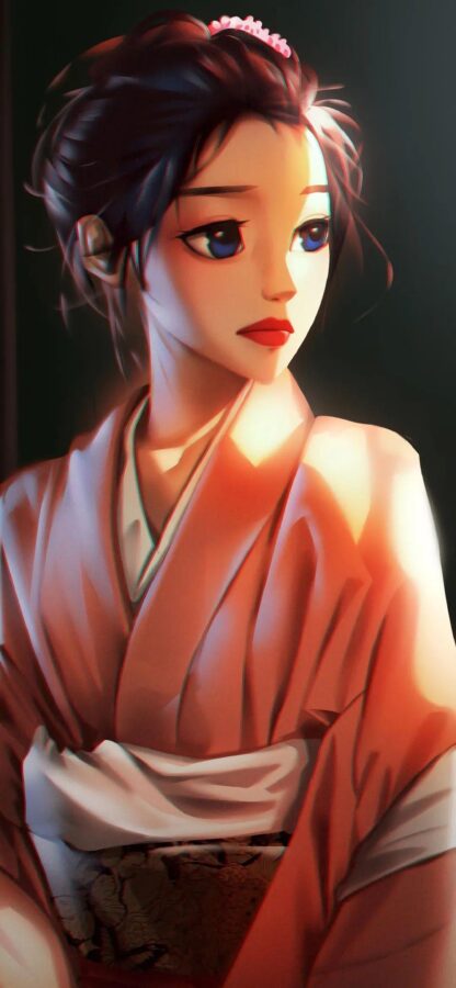 图片[15]-甜美少女插画手机壁纸-尖叫文案