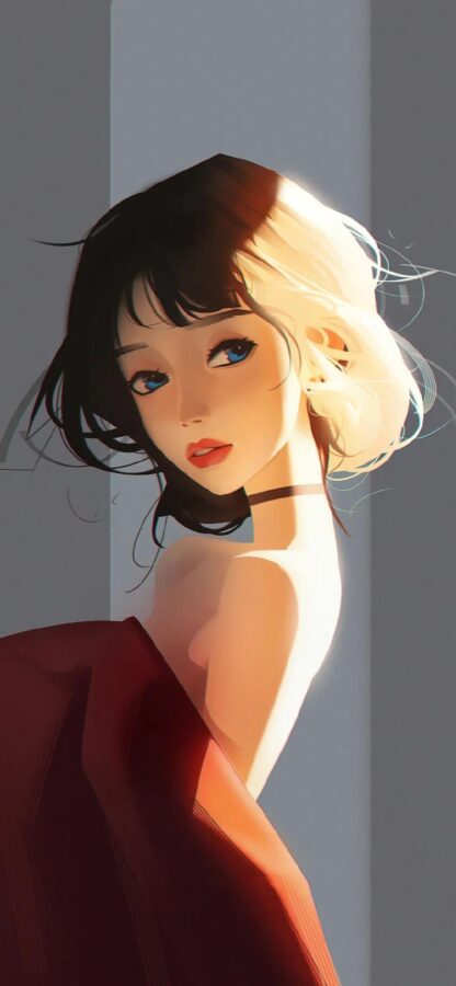 图片[24]-甜美少女插画手机壁纸-尖叫文案