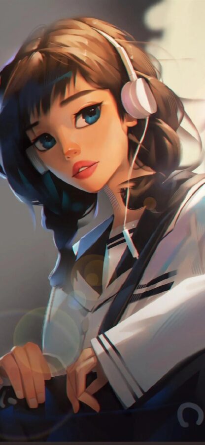 图片[20]-甜美少女插画手机壁纸-尖叫文案