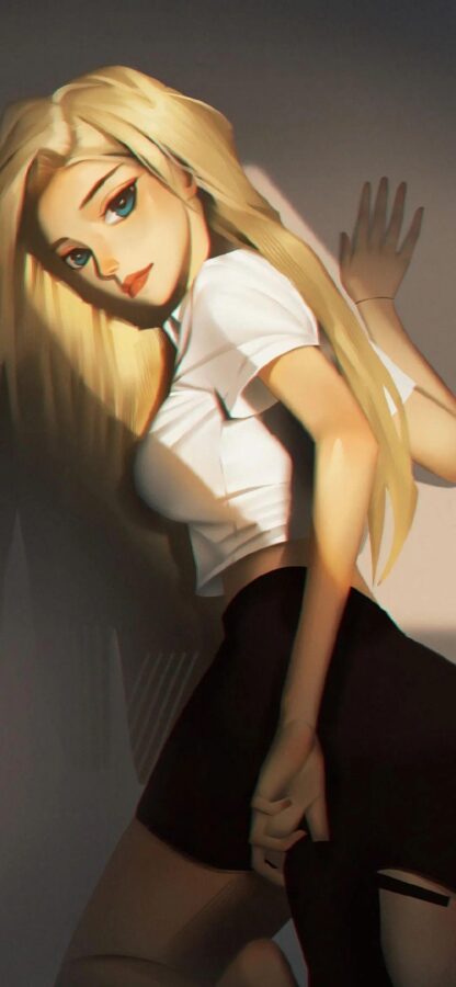 图片[22]-甜美少女插画手机壁纸-尖叫文案